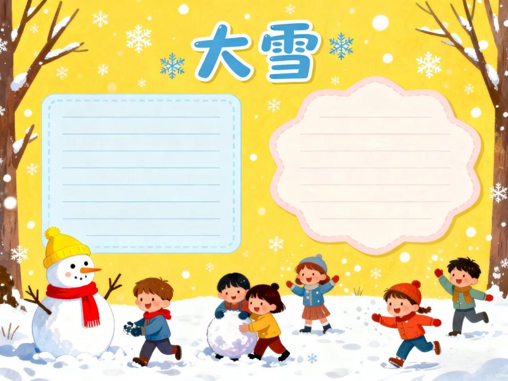 手抄报:大雪节气小报 手抄报版式设计JPG模板