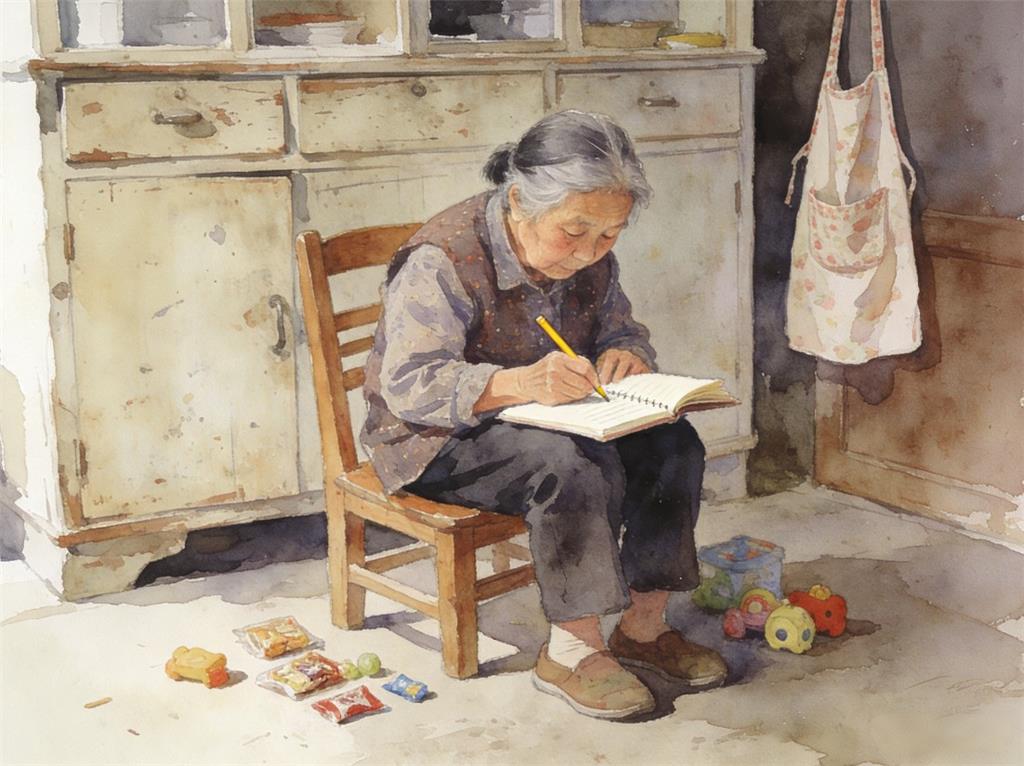 水彩画:你随口一句话 外婆记在了心里 水彩画高清JPG图片素材