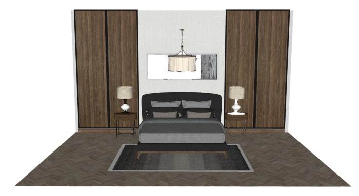 床铺和背景墙床铺SU模型 SU模型免费下载_sketchup模型