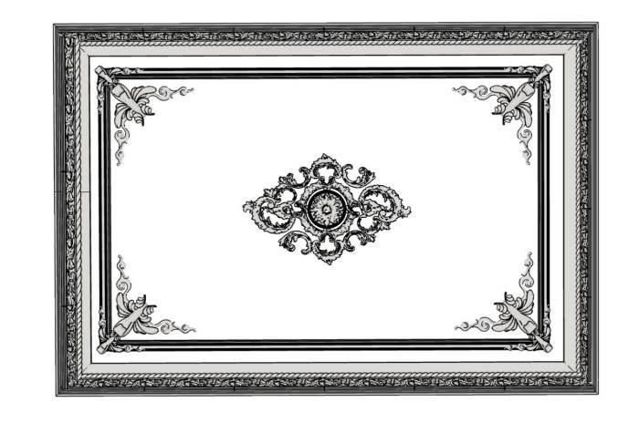 欧式雕花吊顶天花板装饰SU模型 SU模型免费下载_sketchup模型