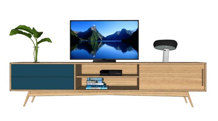 原木简易电视柜电视机柜子SU模型 SU模型免费下载_sketchup模型