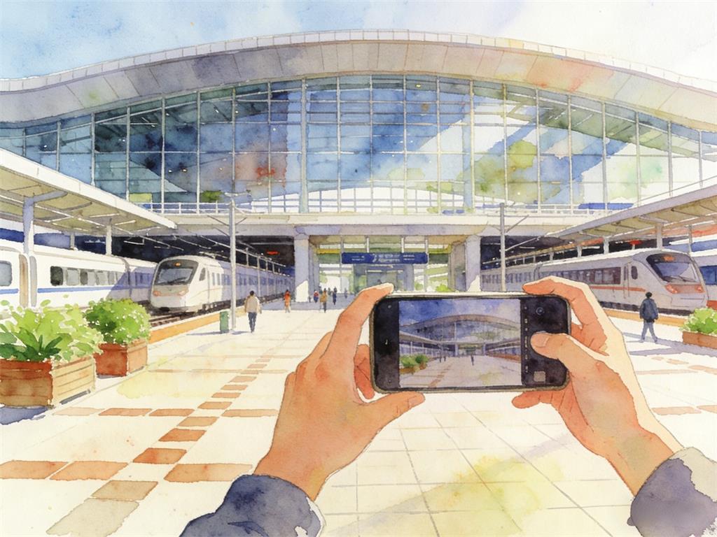 水彩画:一到这座高铁站 就想拍照! 水彩画高清JPG图片素材