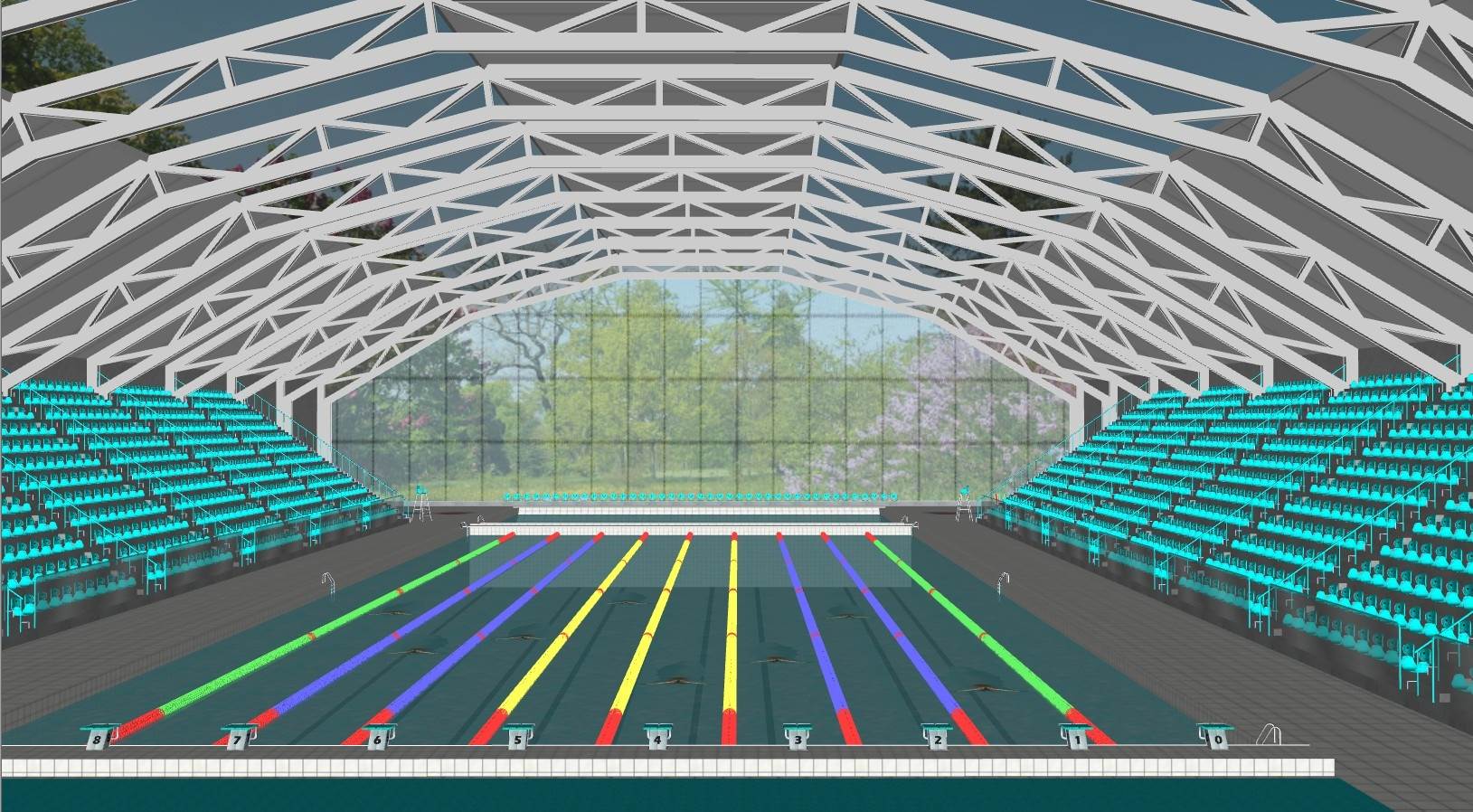 室内游泳馆比赛场体育SU模型 SU模型免费下载_sketchup模型