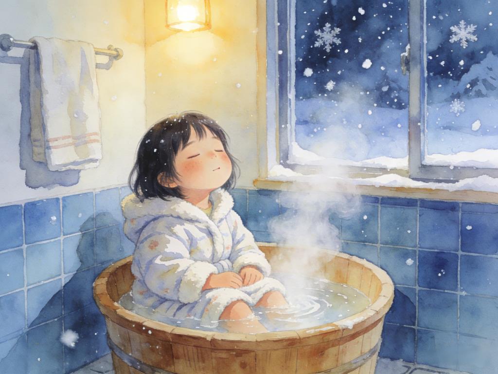 水彩画:冬天洗澡“偷点儿懒”反而对身体好 水彩画高清JPG图片素材