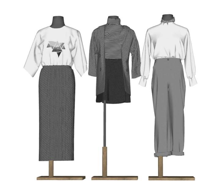 女装假人模特服饰SU模型 SU模型免费下载_sketchup模型
