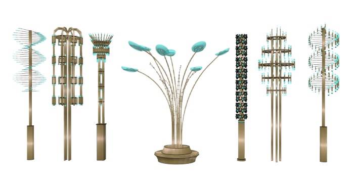 商业金色路灯景观灯灯具SU模型 SU模型免费下载_sketchup模型