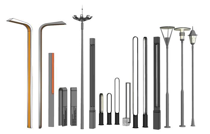 小区路灯景观灯灯具SU模型 SU模型免费下载_sketchup模型