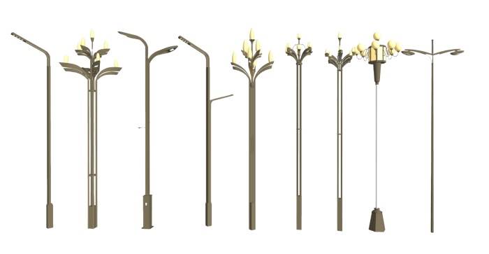 飞燕灯玉兰灯高杆灯灯具SU模型 SU模型免费下载_sketchup模型