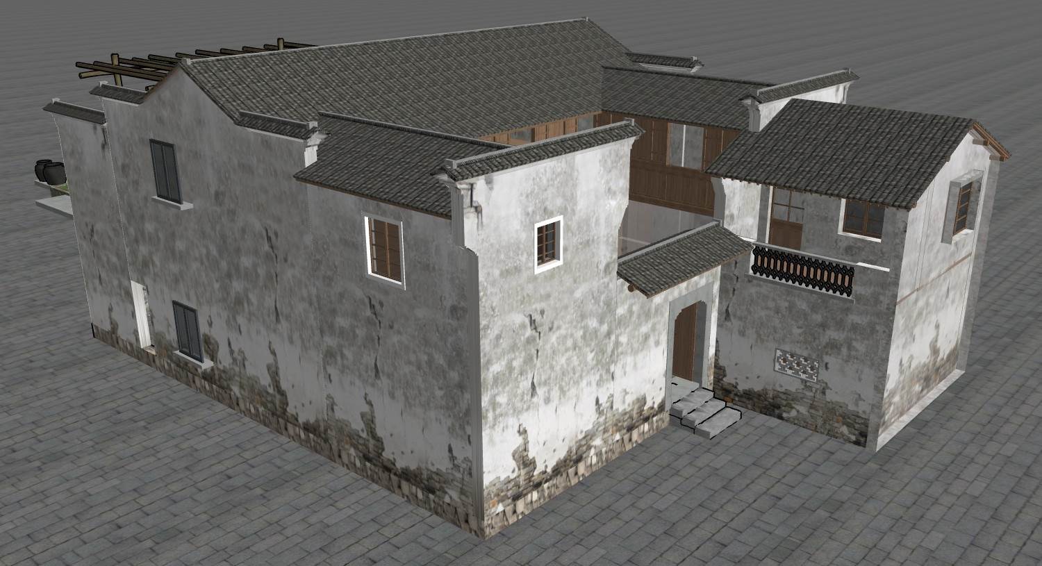 破旧的房子住宅建筑SU模型 SU模型免费下载_sketchup模型