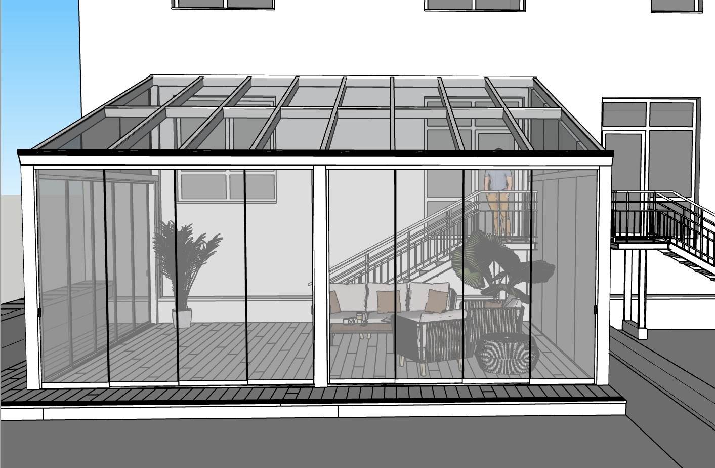 玻璃阳光房建筑SU模型 SU模型免费下载_sketchup模型