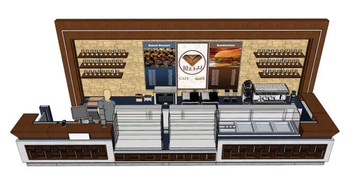 咖啡店前台柜操作台柜子SU模型 SU模型免费下载_sketchup模型