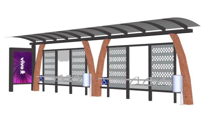 公車站BUS候车亭公交站交通SU模型 SU模型免费下载_sketchup模型