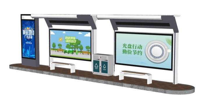 公車站交通SU模型 SU模型免费下载_sketchup模型