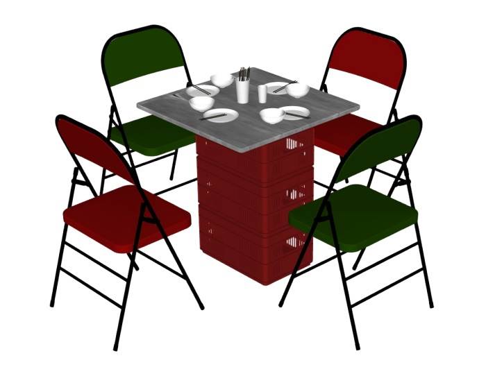 港式风格餐桌椅折叠椅桌子SU模型 SU模型免费下载_sketchup模型