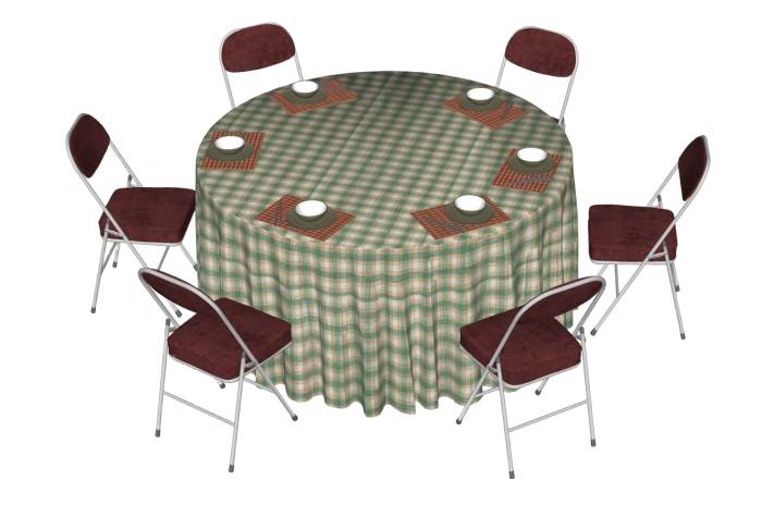 复古怀旧港式风餐桌椅折叠椅桌子SU模型 SU模型免费下载_sketchup模型