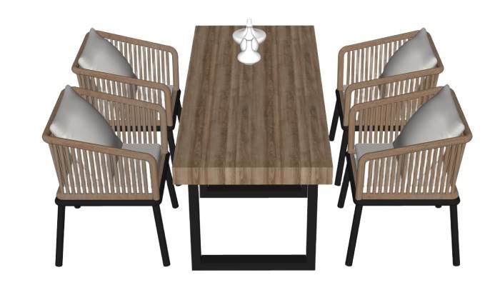 木制餐桌椅桌子SU模型 SU模型免费下载_sketchup模型