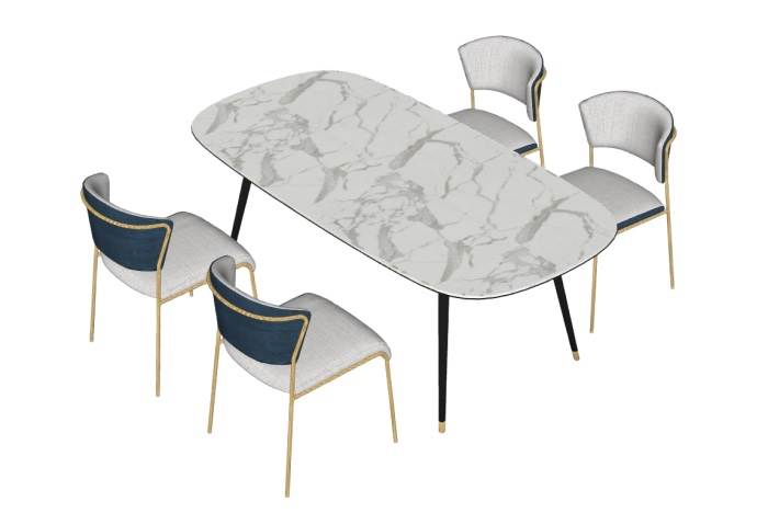 意大利风格岩板餐桌椅桌子SU模型 SU模型免费下载_sketchup模型