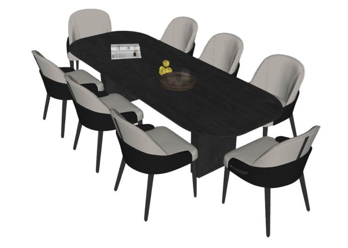 木制餐桌椅8人座桌子SU模型 SU模型免费下载_sketchup模型