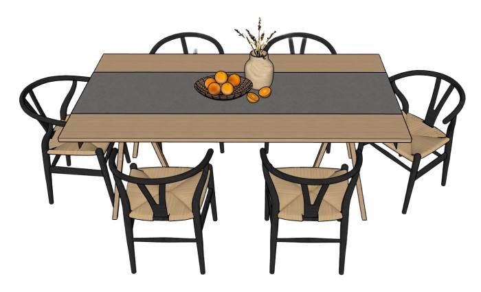 新中式餐桌椅家具桌子SU模型 SU模型免费下载_sketchup模型