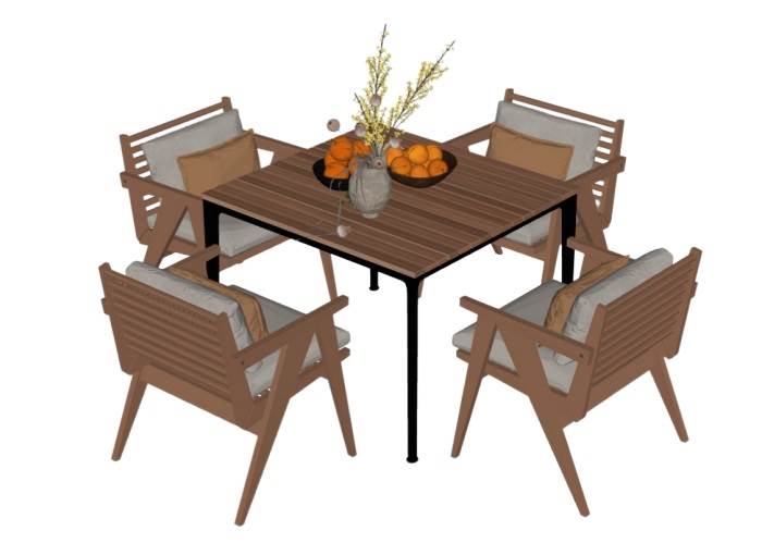 户外餐桌椅花瓶水果篮桌子SU模型 SU模型免费下载_sketchup模型