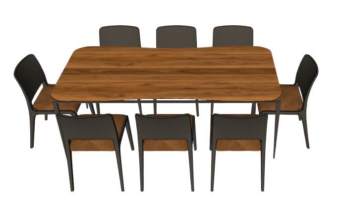 原木自然风餐桌椅家具桌子SU模型 SU模型免费下载_sketchup模型