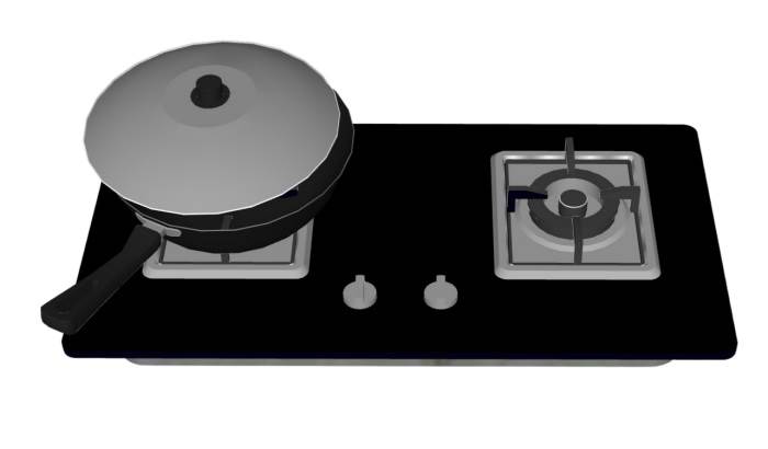 煤气灶和炒菜锅头厨房SU模型 SU模型免费下载_sketchup模型