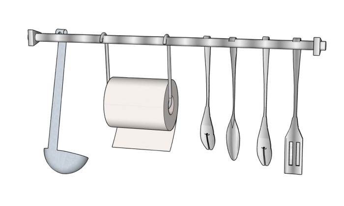 厨房五金挂架收纳勺子卷筒纸厨房SU模型 SU模型免费下载_sketchup模型