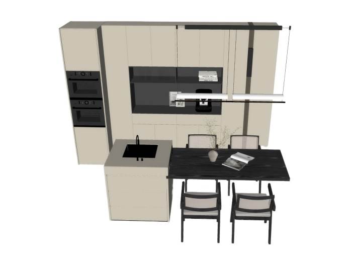 现代厨房橱柜岛台厨房SU模型 SU模型免费下载_sketchup模型