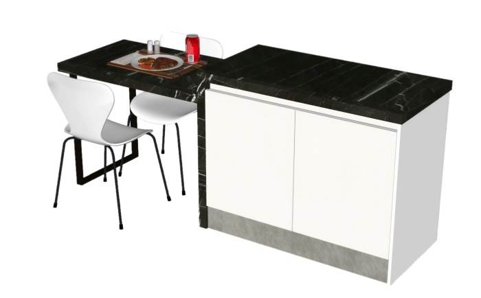 开放式吧台餐岛一体柜厨房SU模型 SU模型免费下载_sketchup模型