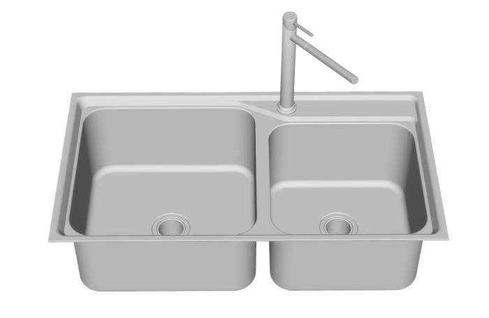 双盆洗碗池水槽厨房SU模型 SU模型免费下载_sketchup模型