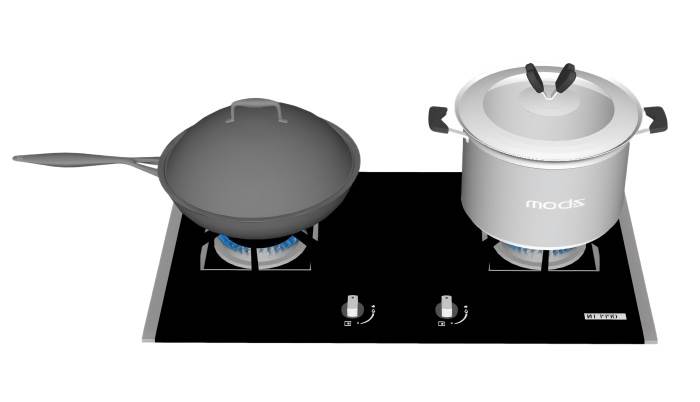 煤气灶带锅头燃气灶厨房SU模型 SU模型免费下载_sketchup模型