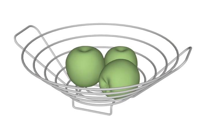 青苹果不锈钢水果篮装饰SU模型 SU模型免费下载_sketchup模型