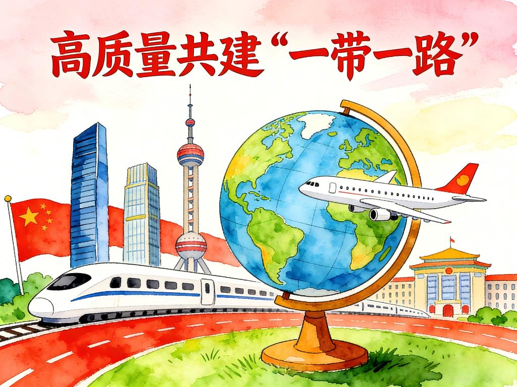 水彩画:高质量共建“一带一路”   水彩画高清JPG图片素材