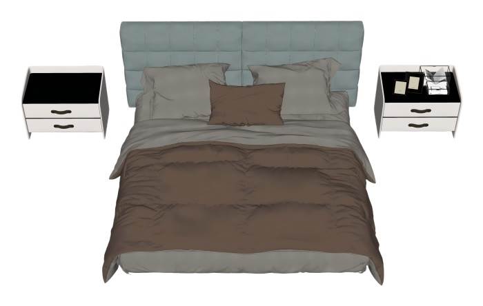 现代卧室床铺床头柜床铺SU模型 SU模型免费下载_sketchup模型