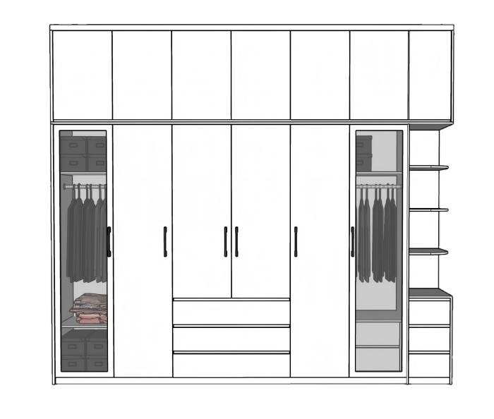 现代白色衣柜柜子SU模型 SU模型免费下载_sketchup模型