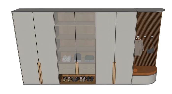 简约现代衣柜柜子SU模型 SU模型免费下载_sketchup模型