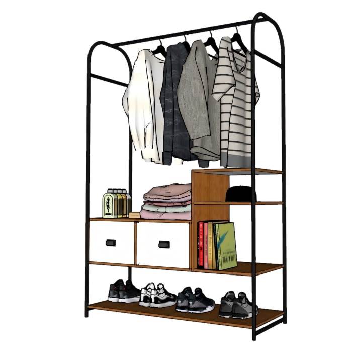 开放式衣帽架衣柜柜子SU模型 SU模型免费下载_sketchup模型