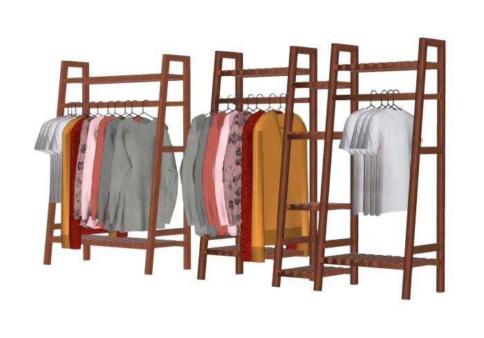 木制衣架衣帽架和衣服柜子SU模型 SU模型免费下载_sketchup模型