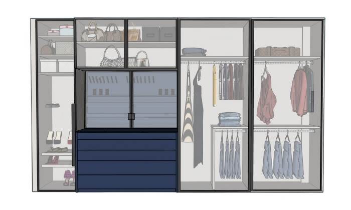 玻璃门的衣柜柜子SU模型 SU模型免费下载_sketchup模型