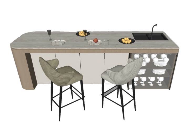 岛台吧台椅厨房SU模型 SU模型免费下载_sketchup模型