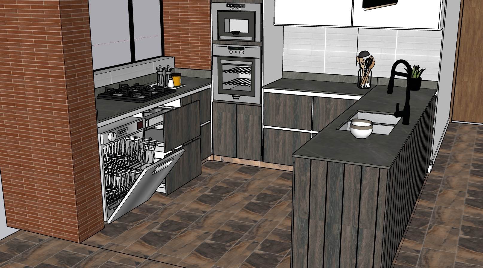 工业风厨房厨房SU模型 SU模型免费下载_sketchup模型