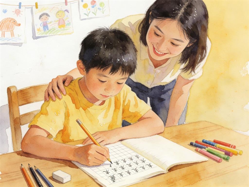水彩画:妈妈回应9岁孩子因一手好字火了 水彩画高清JPG图片素材