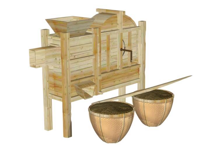 农耕农具风谷车装饰SU模型 SU模型免费下载_sketchup模型