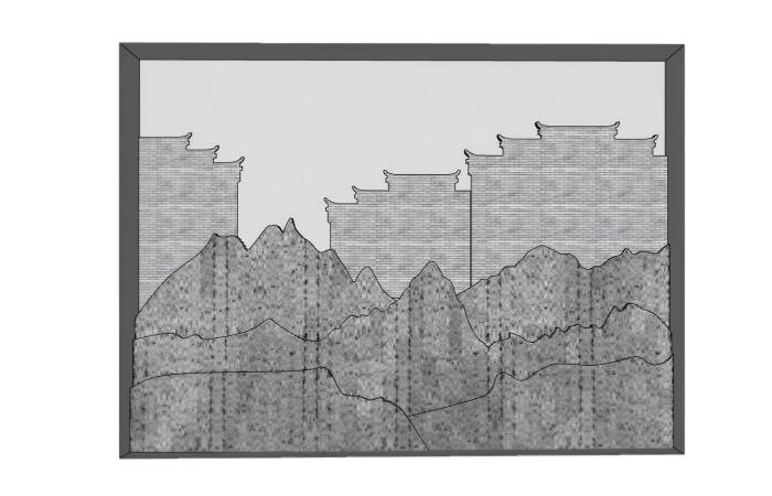 徽派背景墙装饰画装饰SU模型 SU模型免费下载_sketchup模型