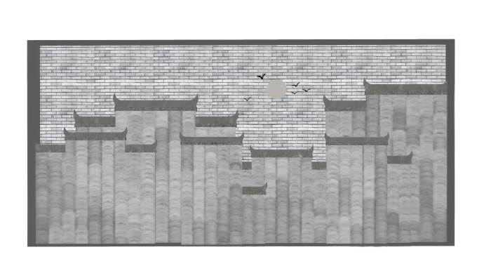 中式禅意徽派背景墙装饰SU模型 SU模型免费下载_sketchup模型
