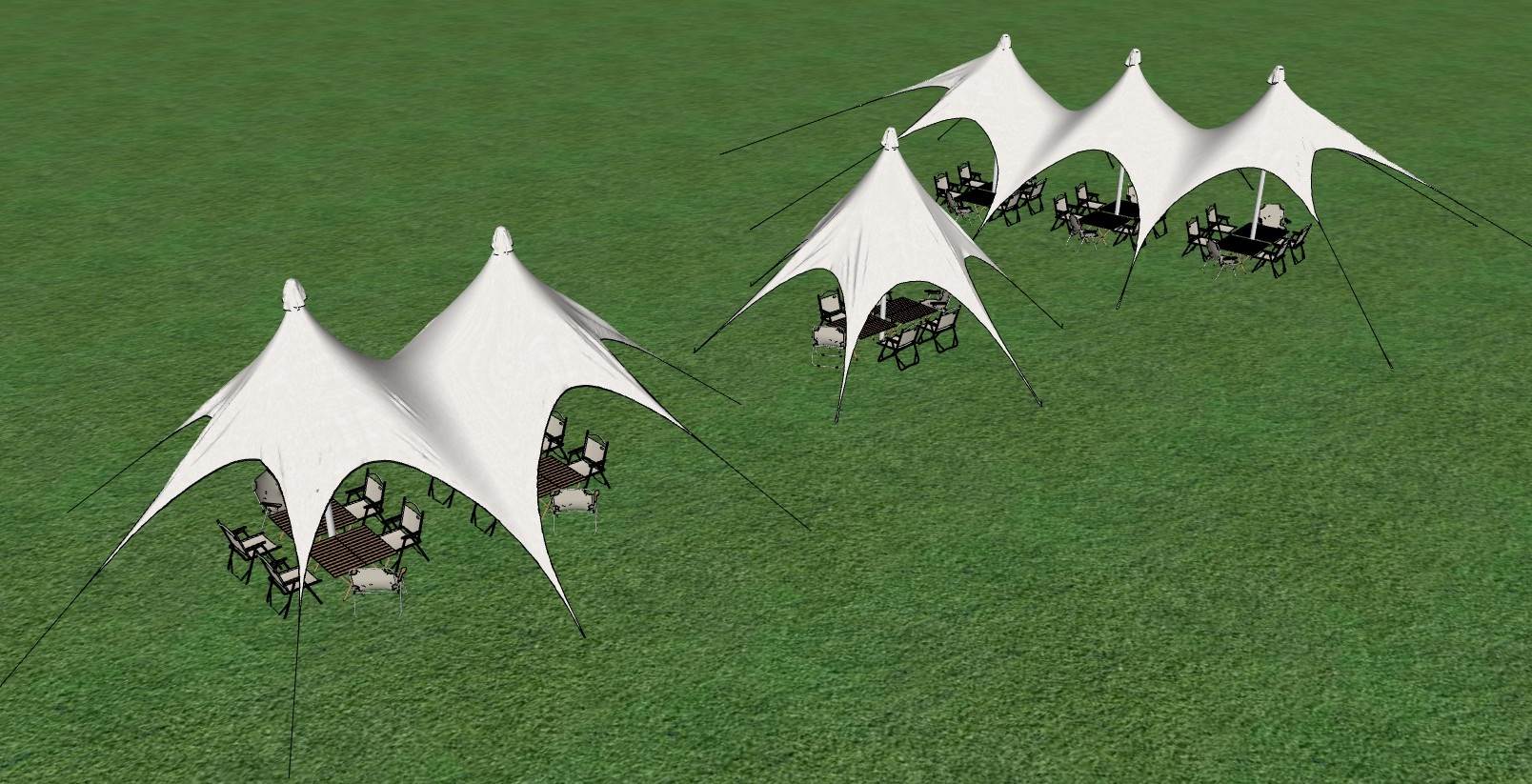 异形张拉膜遮阳棚带露营餐桌椅景观SU模型 SU模型免费下载_sketchup模型