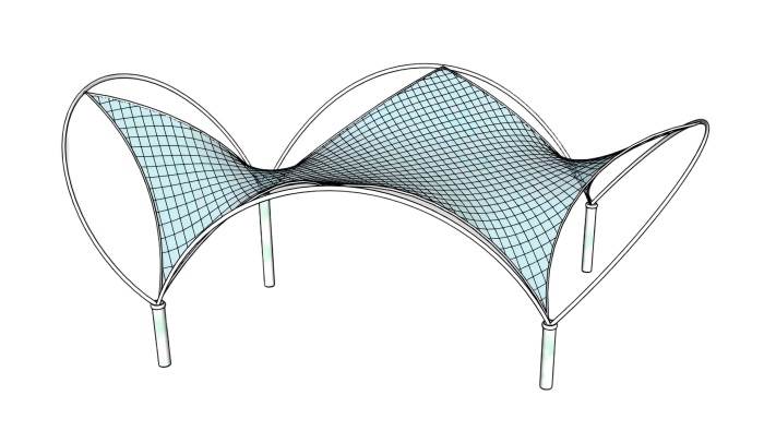 异形张拉膜遮阳棚建筑SU模型 SU模型免费下载_sketchup模型