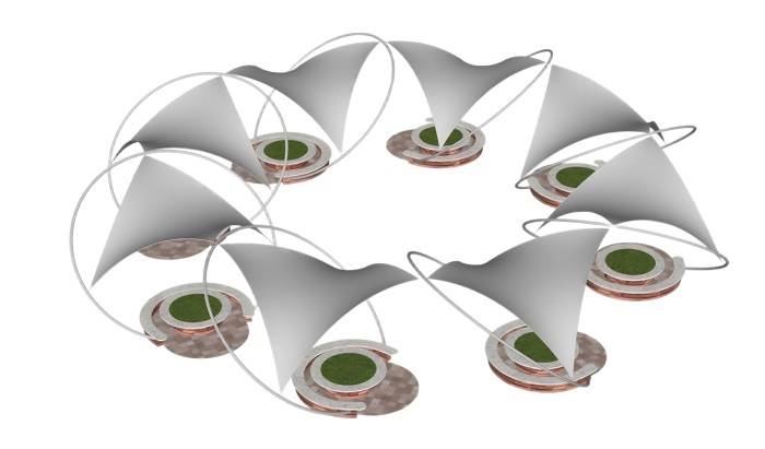 三角异形张拉膜建筑SU模型 SU模型免费下载_sketchup模型
