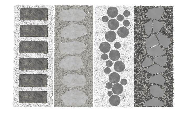 景观园路青板石汀步路景观SU模型 SU模型免费下载_sketchup模型