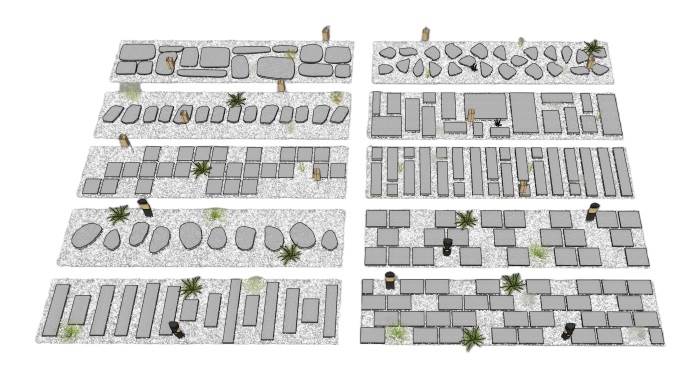 汀步石步道石板路景观SU模型 SU模型免费下载_sketchup模型